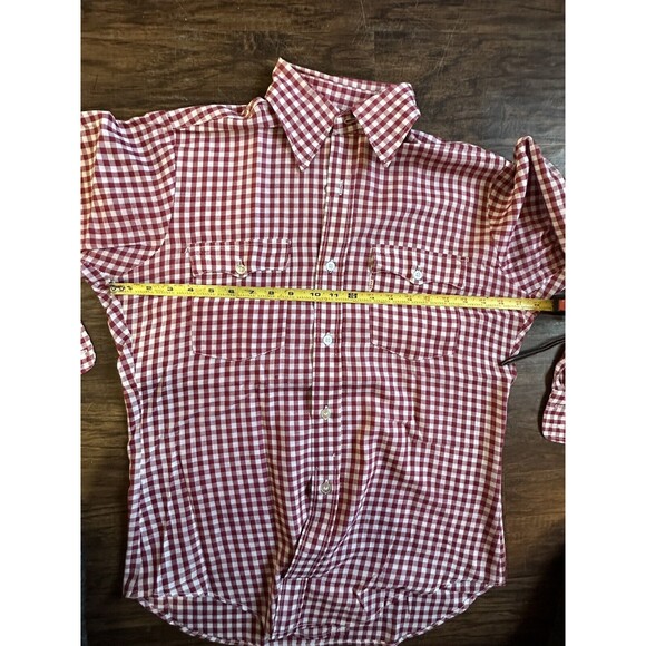 Levis Vintage Red Tab Button Shirt Size Medium M Upside Down Tag Gingham Plaid - Picture 9 of 16